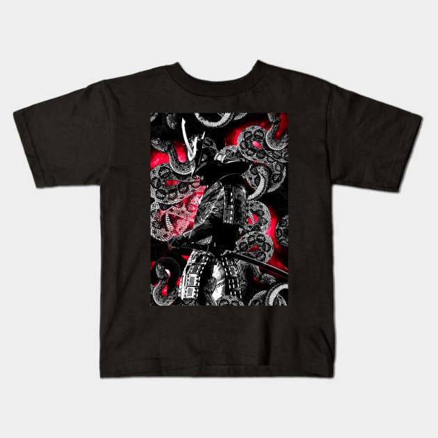 Samurai RED snakes Kids T-Shirt by syanart